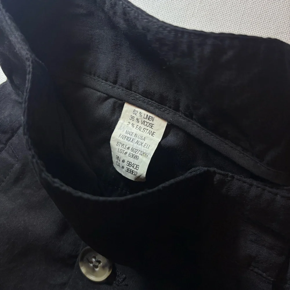Theory Black High-Waist Cuffed Shorts, linen blend, size 4